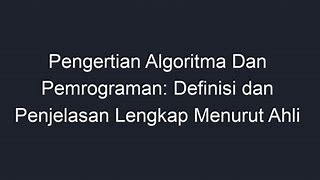 Algoritma Dan Pemrograman Ap Adalah